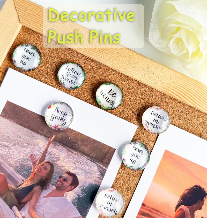 Tandarui Push Pins,Thumb Tacks,Decorative Push Pins,Cute Thumb Tacks and Pushpins for Bulletin Board, Pin Board for Cork Board,Office Decor,or Home Décor (Floral-Motivational) - Image 3